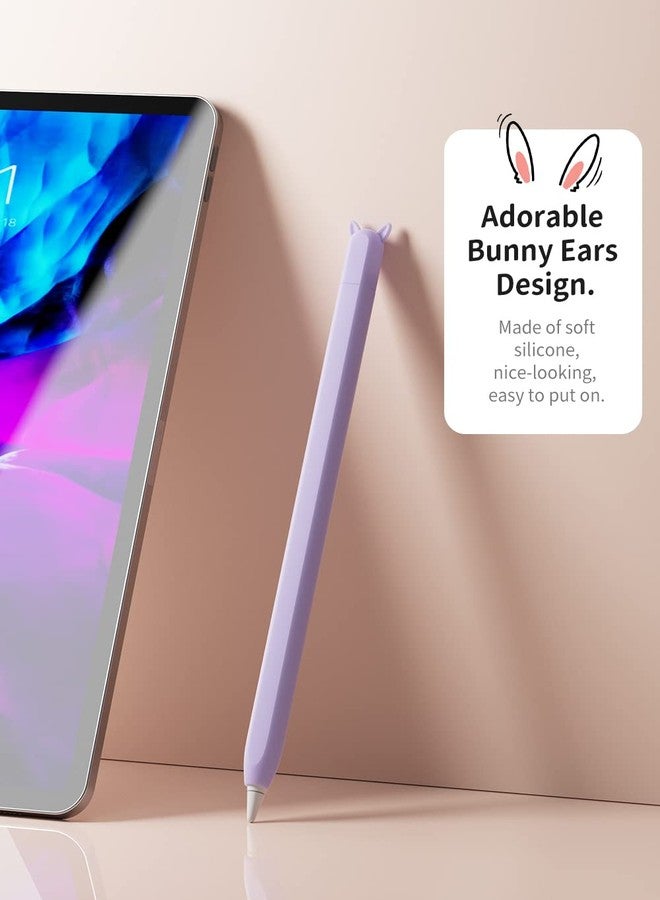 ELETIUO 2 Pack Cute Ear Case Silicone Skin Cover Compatible with Apple Pencil 2nd Generation Accessories Compatible with iPad Pro 11 12.9 inch,Pink&Purple - Image 3
